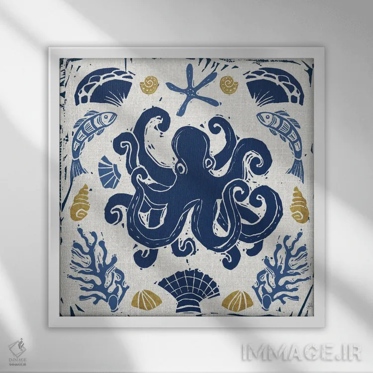 تابلو دریای ابتدایی ۴ اثر دافنه بریسونِه - نمای قابدار سفید