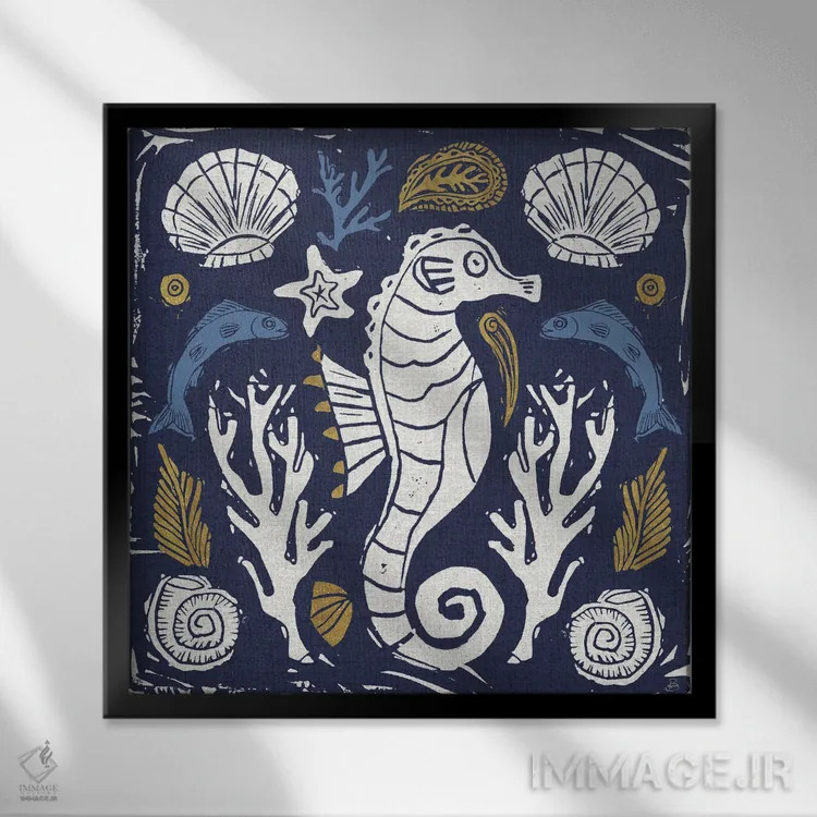 تابلو دریای ابتدایی ۶ (تاریک) اثر دافنه بریسونِه - نمای قابدار مشکی