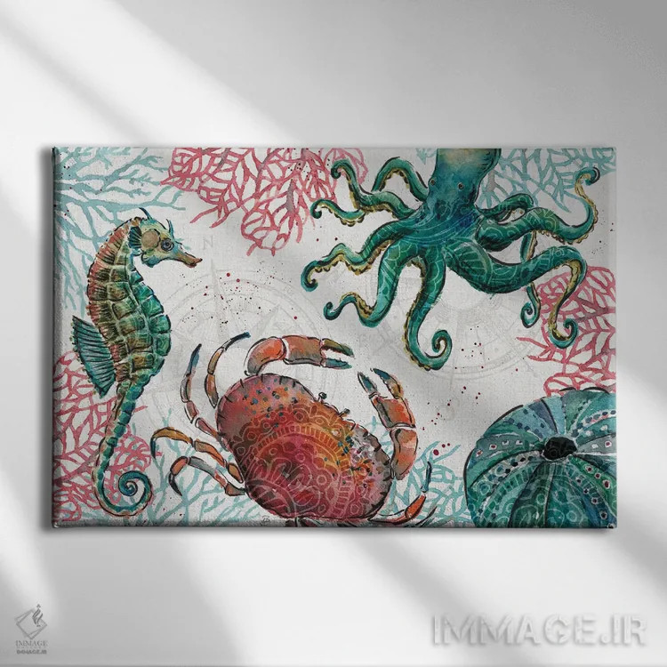 تابلو یافتههای اقیانوسی ۱ اثر دافنه بریسونِه - نمای روبهرو روی دیوار