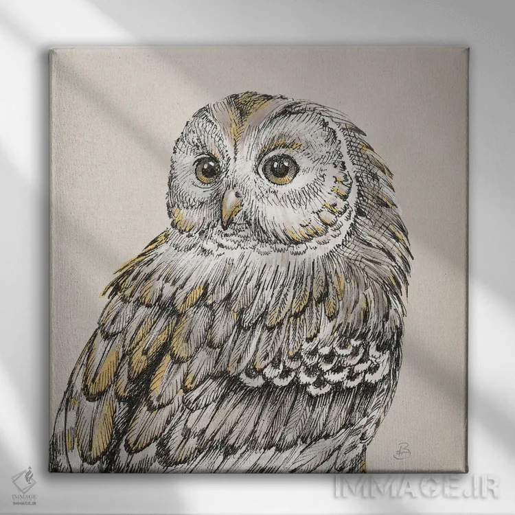 تابلو جغدهای زیبا ۳ اثر دافنه بریسونِه - نمای روبهرو روی دیوار