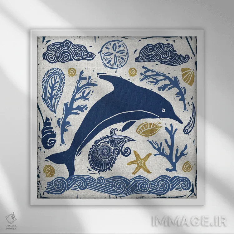 تابلو دریای ابتدایی ۸ اثر دافنه بریسونِه - نمای قابدار سفید