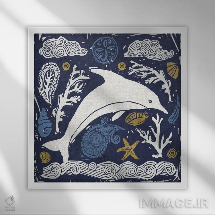 تابلو دریای ابتدایی ۸ (تاریک) اثر دافنه بریسونِه - نمای قابدار سفید