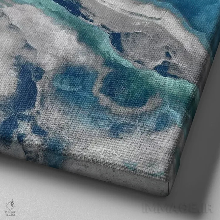 تابلو سنگ با آبی و آکوا اثر دنیل کارسون - نمای نزدیک بافت بوم