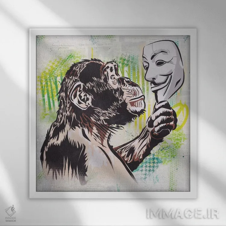 تابلو تکامل / انقلاب (بازی با واژه) اثر دکوتا باور - نمای قابدار سفید