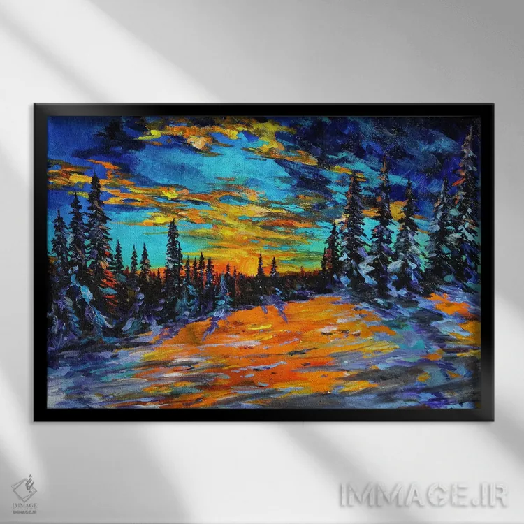 تابلو سراشیبی غروب اثر لیندزی دال - نمای قابدار مشکی