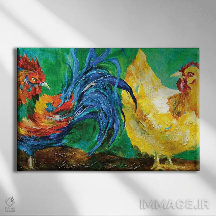 تابلو مرغها اثر لیندزی دال - نمای روبهرو روی دیوار