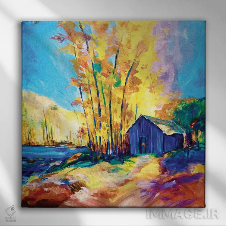 تابلو درختان طلایی اثر لیندزی دال - نمای روبهرو روی دیوار