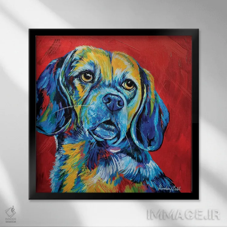 تابلو بیگل (نژاد سگ) اثر لیندزی دال - نمای قابدار مشکی