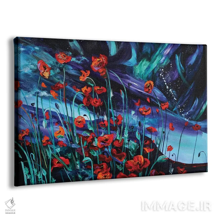 تابلو شقایقهای کیهانی اثر لیندزی دال - نمای پرسپکتیو محصول