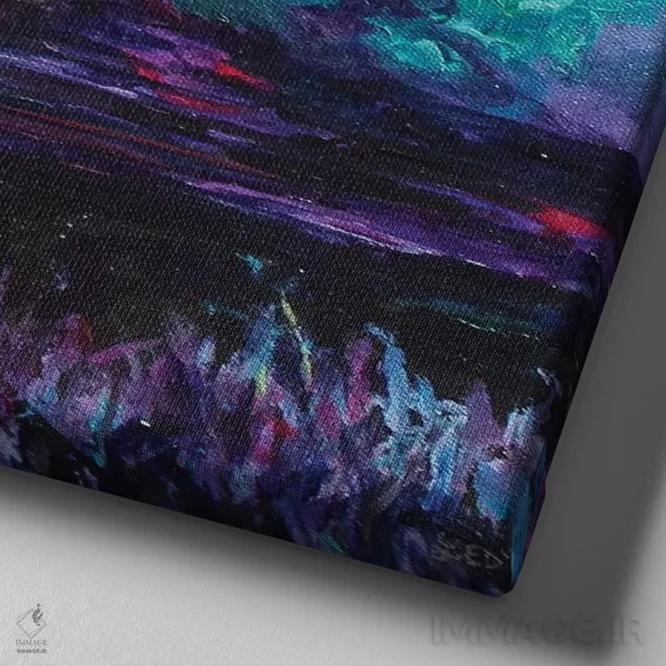 تابلو آسمان کیهانی اثر لیندزی دال - نمای نزدیک بافت بوم