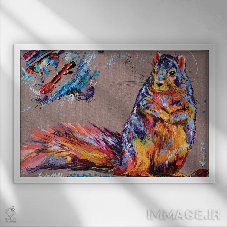 تابلو افکار سنجاب اثر لیندزی دال - نمای قابدار سفید