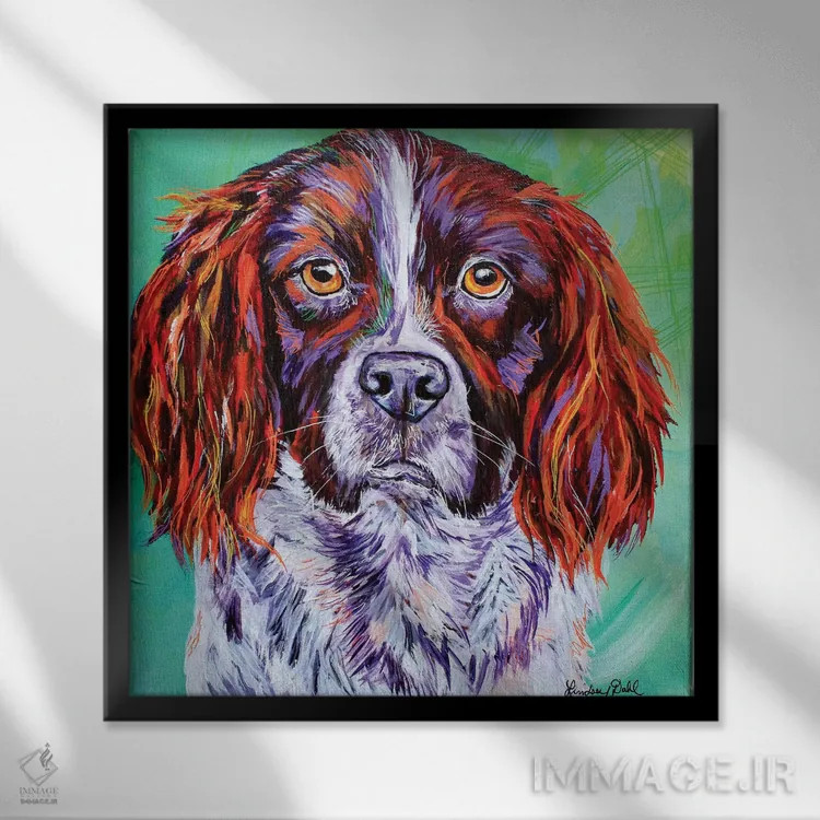 تابلو اسپرینگر اسپنیل (نژاد سگ) اثر لیندزی دال - نمای قابدار مشکی