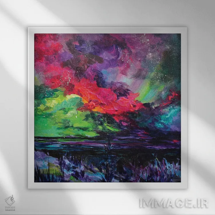 تابلو آسمان کیهانی اثر لیندزی دال - نمای قابدار سفید