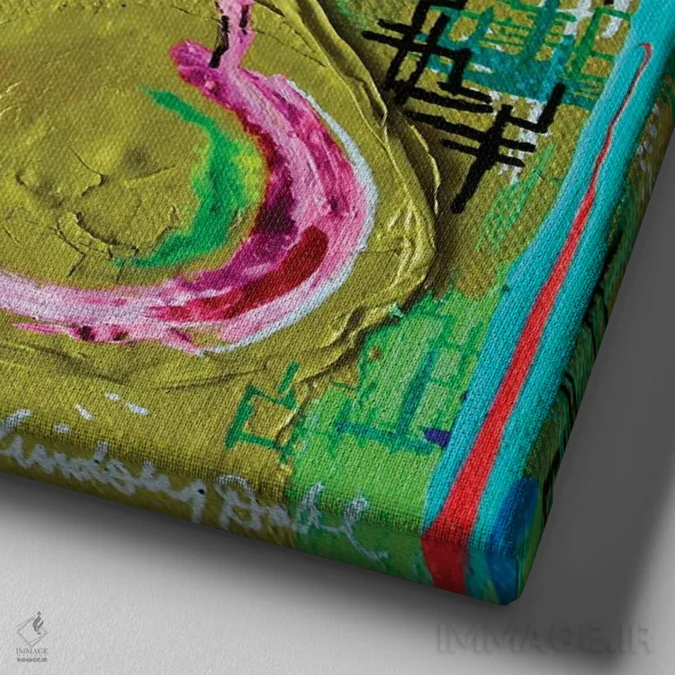 تابلو بوز II اثر لیندزی دال - نمای نزدیک بافت بوم