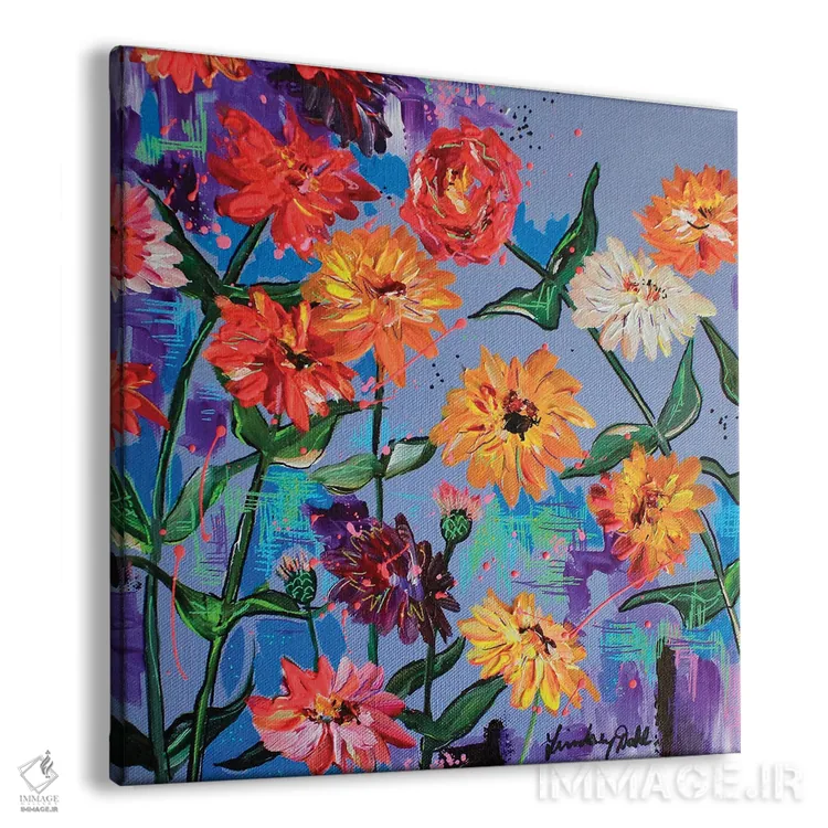 تابلو پرترهٔ زینیا (گل زینیا) اثر لیندزی دال - نمای پرسپکتیو محصول