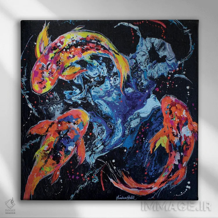 تابلو کوی کیهانی (ماهی تزئینی) اثر لیندزی دال - نمای روبهرو روی دیوار