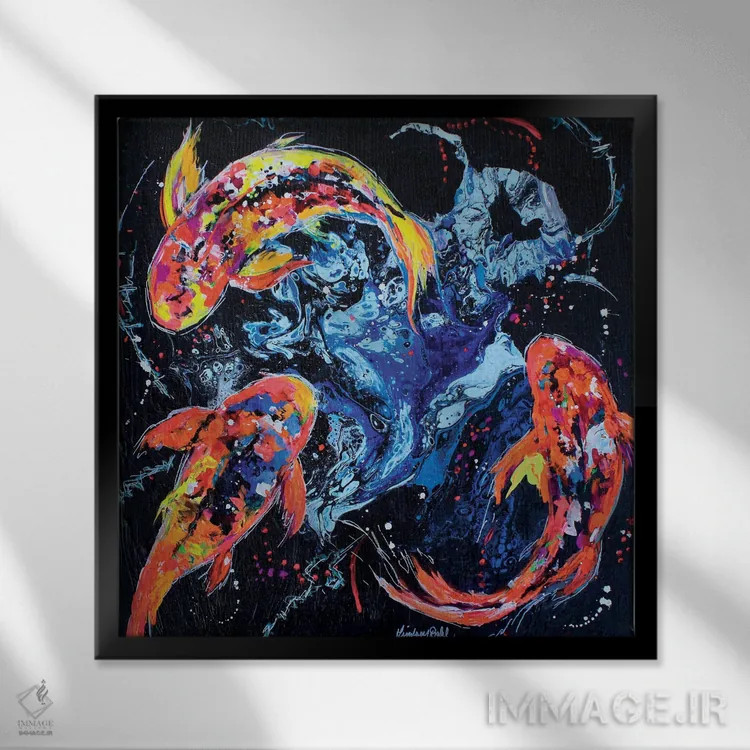 تابلو کوی کیهانی (ماهی تزئینی) اثر لیندزی دال - نمای قابدار مشکی