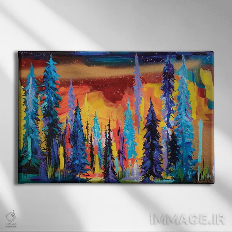 تابلو آسمان آتشین II اثر لیندزی دال - نمای روبهرو روی دیوار