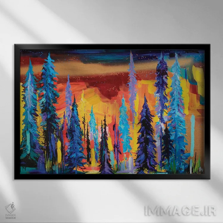 تابلو آسمان آتشین II اثر لیندزی دال - نمای قابدار مشکی