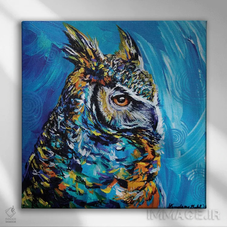 تابلو جغد عقابی اثر لیندزی دال - نمای روبهرو روی دیوار