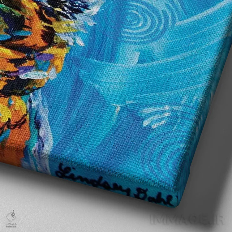 تابلو جغد عقابی اثر لیندزی دال - نمای نزدیک بافت بوم