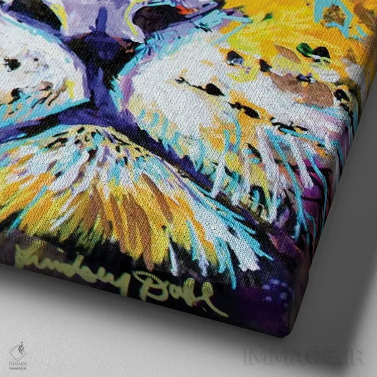 تابلو مطالعهٔ پلنگ اثر لیندزی دال - نمای نزدیک بافت بوم