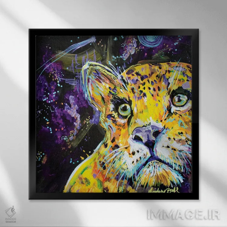 تابلو مطالعهٔ پلنگ اثر لیندزی دال - نمای قابدار مشکی