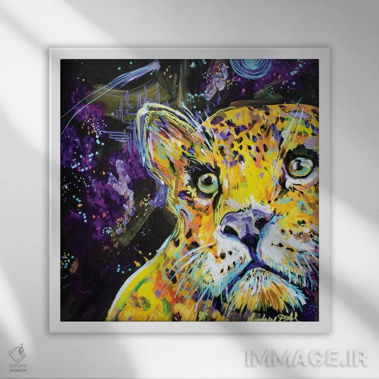 تابلو مطالعهٔ پلنگ اثر لیندزی دال - نمای قابدار سفید