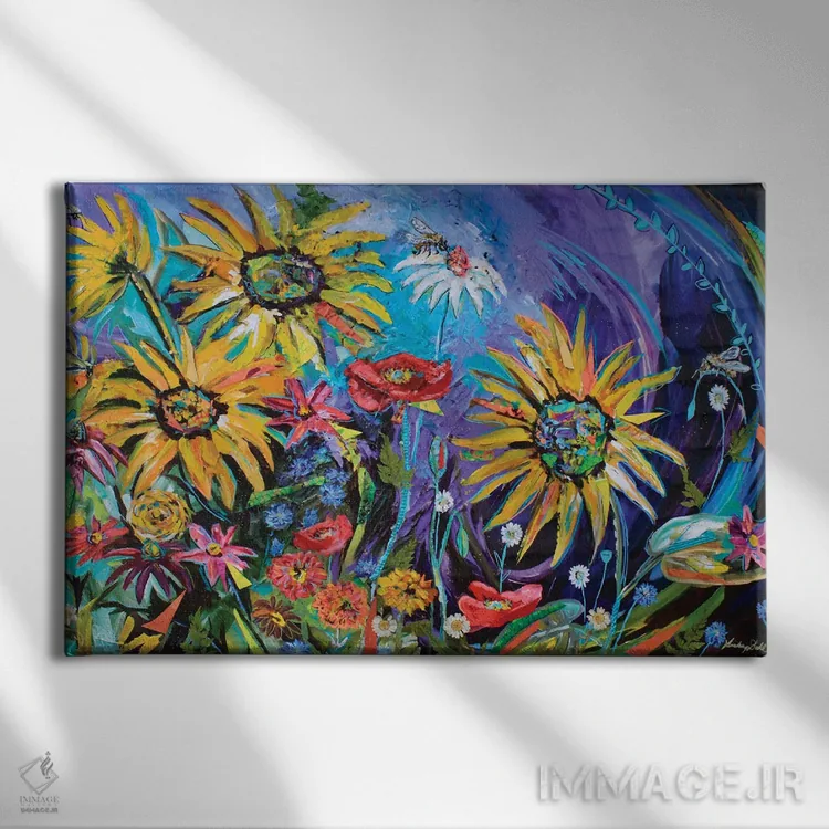 تابلو دسته گل تابستانی اثر لیندزی دال - نمای روبهرو روی دیوار