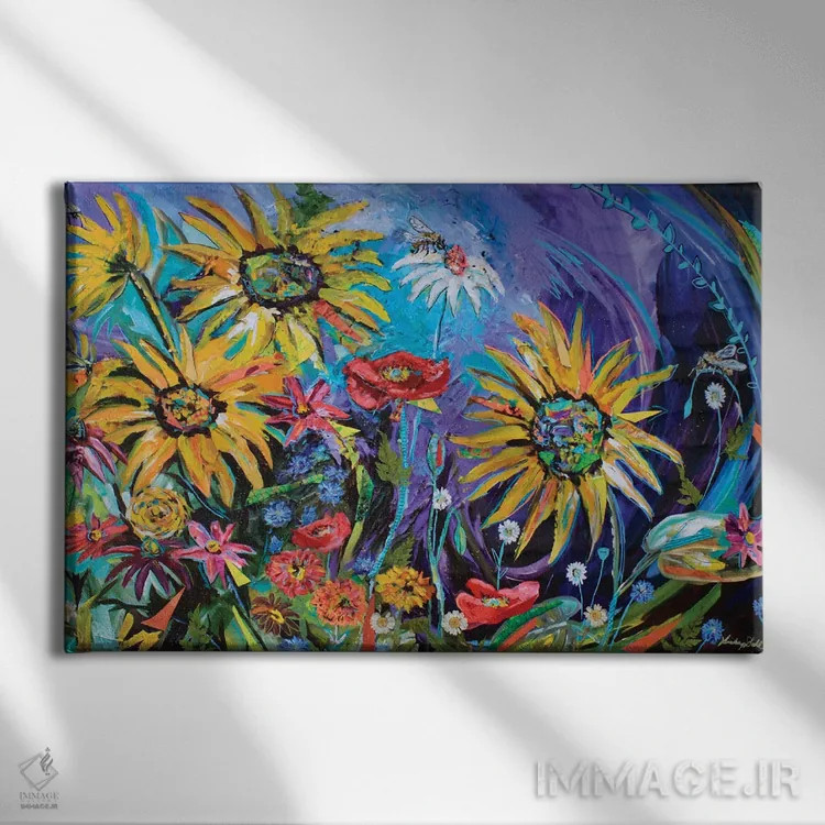تابلو دسته گل تابستانی اثر لیندزی دال - نمای روبهرو روی دیوار