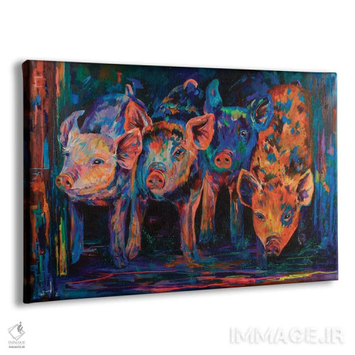 تابلو چهار خوک کوچک اثر لیندزی دال - نمای پرسپکتیو محصول