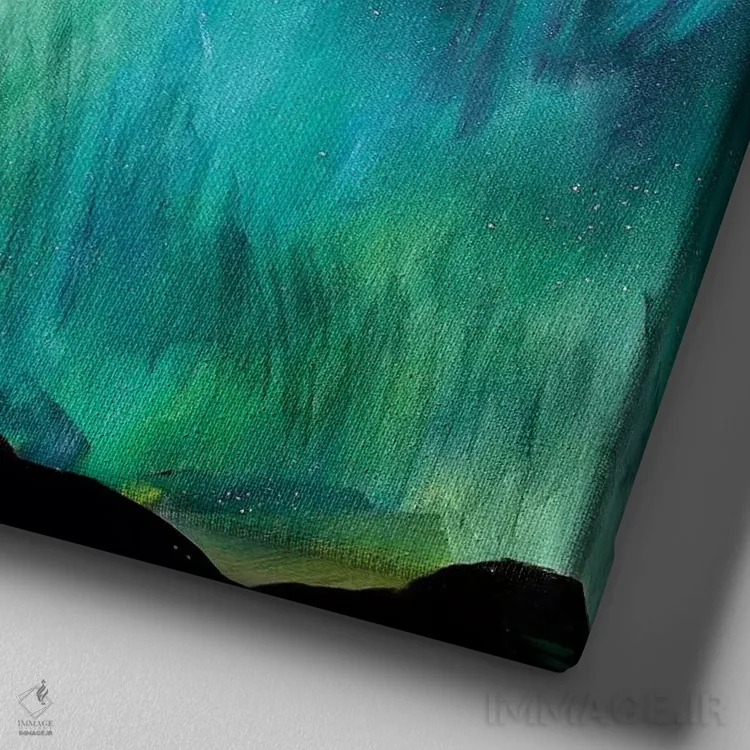 تابلو گوزن شمالی زیر شفق قطبی اثر لیندزی دال - نمای نزدیک بافت بوم