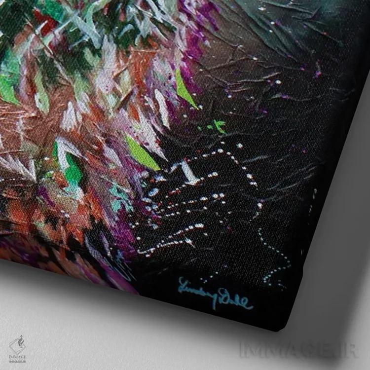 تابلو توت سیاه اثر لیندزی دال - نمای نزدیک بافت بوم