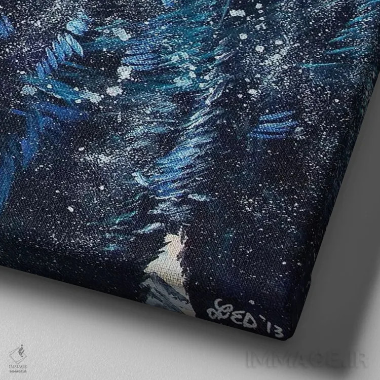 تابلو خرس یخی اثر لیندزی دال - نمای نزدیک بافت بوم