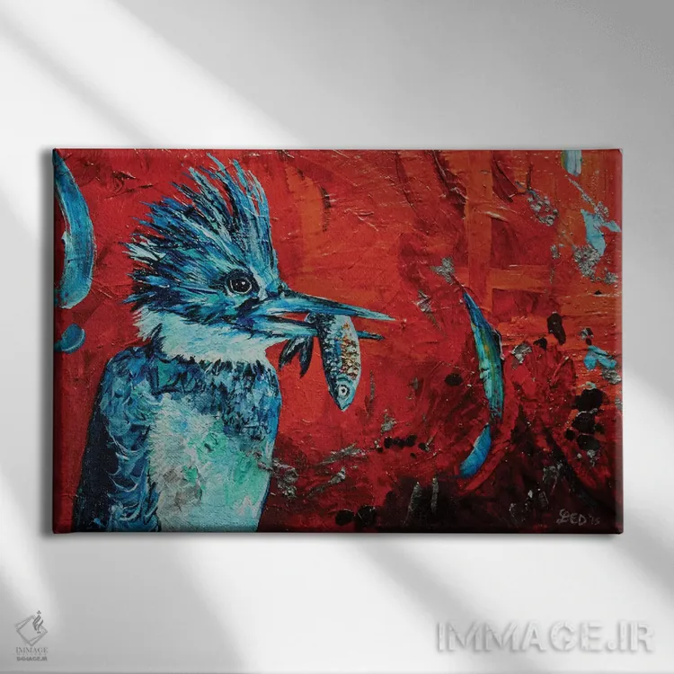 تابلو مرغ ماهیخوار اثر لیندزی دال - نمای روبهرو روی دیوار