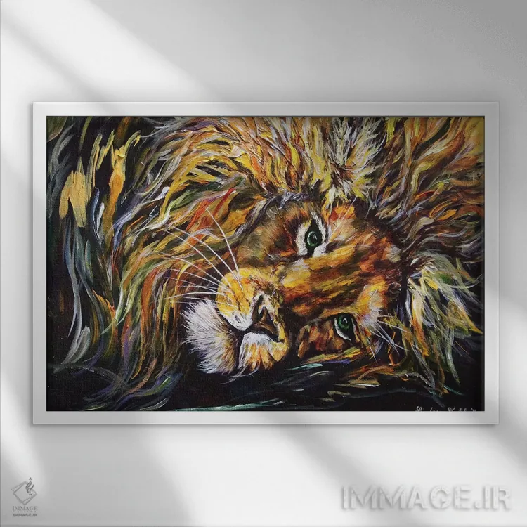 تابلو شیر مالیدن (کنایه از بیخیالی) اثر لیندزی دال - نمای قابدار سفید