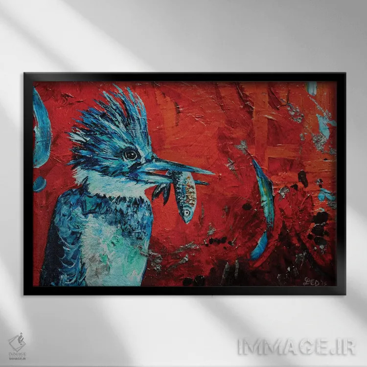 تابلو مرغ ماهیخوار اثر لیندزی دال - نمای قابدار مشکی
