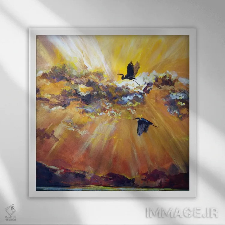 تابلو پرواز صبحگاهی اثر لیندزی دال - نمای قابدار سفید