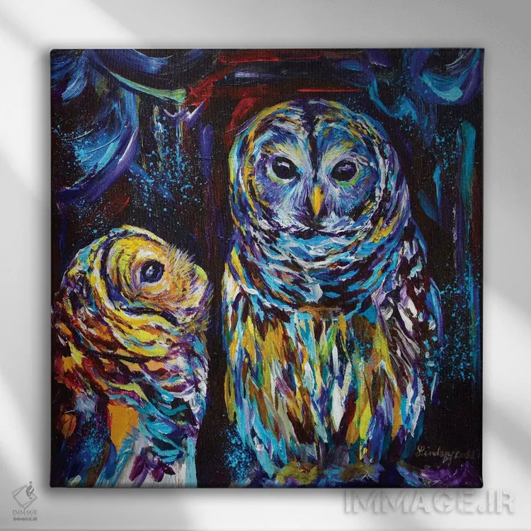 تابلو تنها چیزی که نیاز داری عشق جغد است (بازی با عبارت All You Need Is Love) اثر لیندزی دال - نمای روبهرو روی دیوار