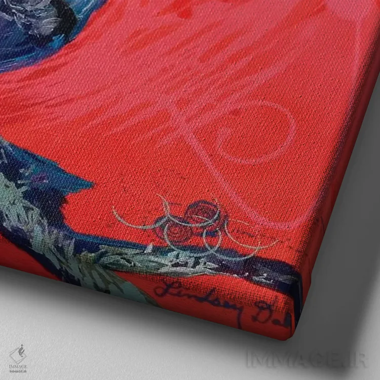 تابلو مرتب کردن پرهای کبوتر اثر لیندزی دال - نمای نزدیک بافت بوم