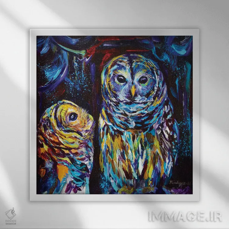 تابلو تنها چیزی که نیاز داری عشق جغد است (بازی با عبارت All You Need Is Love) اثر لیندزی دال - نمای قابدار سفید