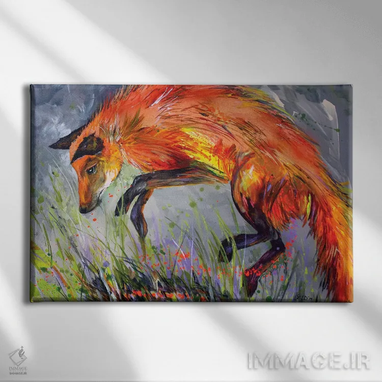 تابلو روباه بهاری اثر لیندزی دال - نمای روبهرو روی دیوار