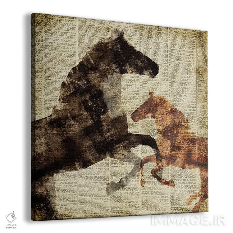تابلو اسبها بر روزنامه I اثر دن منیلی - نمای پرسپکتیو محصول
