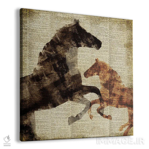 تابلو اسبها بر روزنامه I اثر دن منیلی - نمای پرسپکتیو محصول