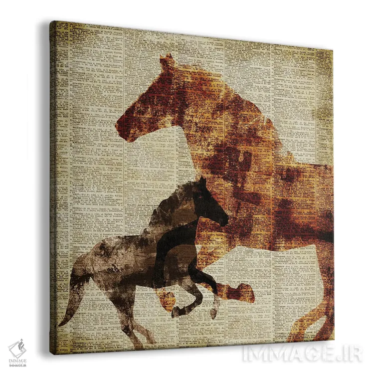 تابلو اسبها بر روزنامه II اثر دن منیلی - نمای پرسپکتیو محصول