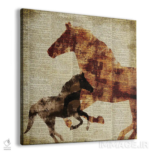 تابلو اسبها بر روزنامه II اثر دن منیلی - نمای پرسپکتیو محصول