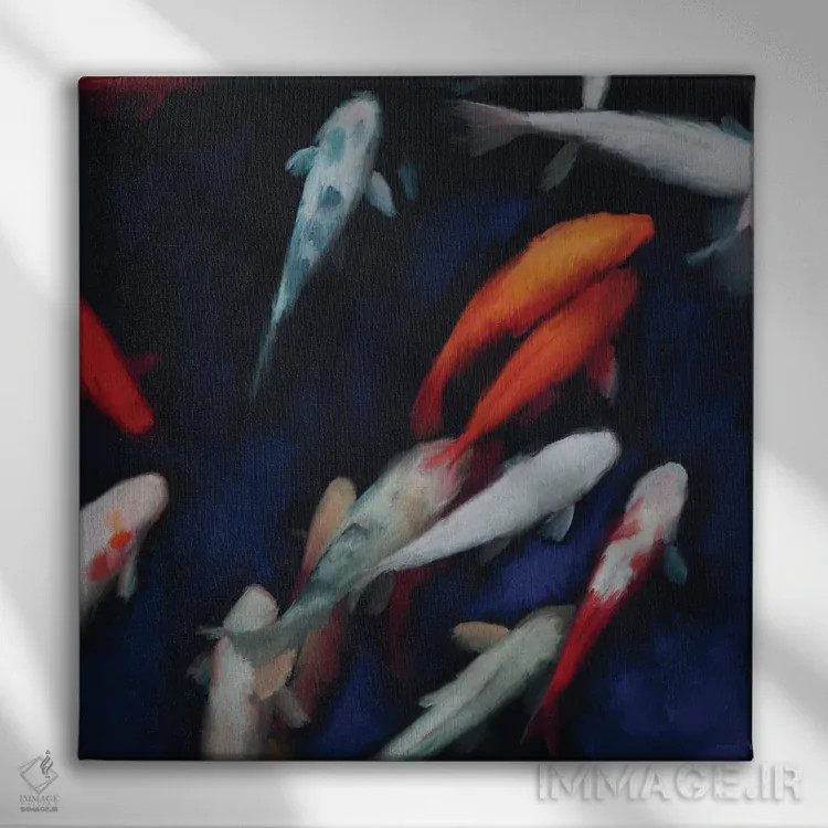 تابلو کوی (ماهی رنگارنگ تزئینی) اثر دن منیلی - نمای روبهرو روی دیوار