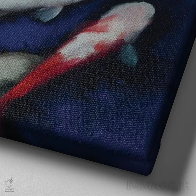 تابلو کوی (ماهی رنگارنگ تزئینی) اثر دن منیلی - نمای نزدیک بافت بوم