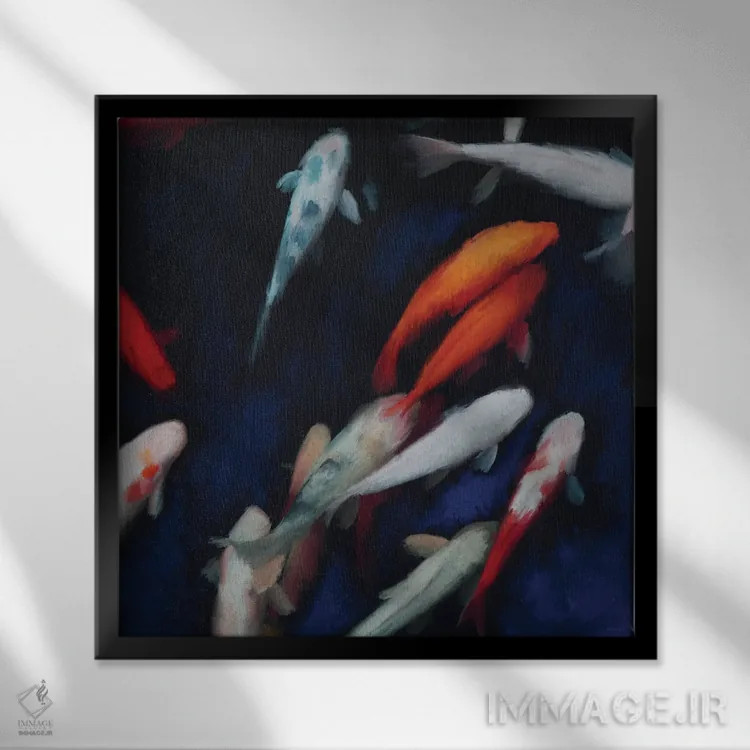 تابلو کوی (ماهی رنگارنگ تزئینی) اثر دن منیلی - نمای قابدار مشکی