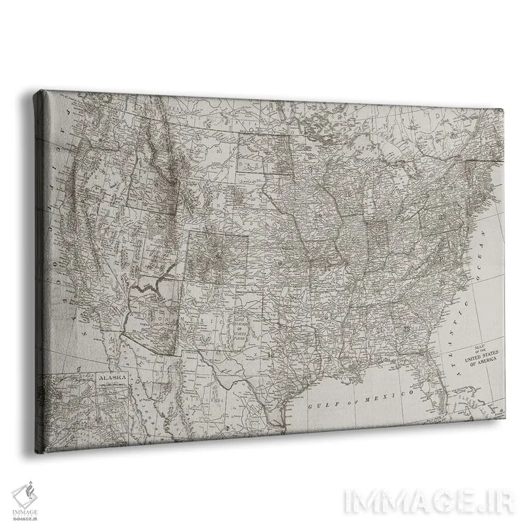 تابلو نقشه طبیعی ایالات متحده اثر دن منیلی - نمای پرسپکتیو محصول